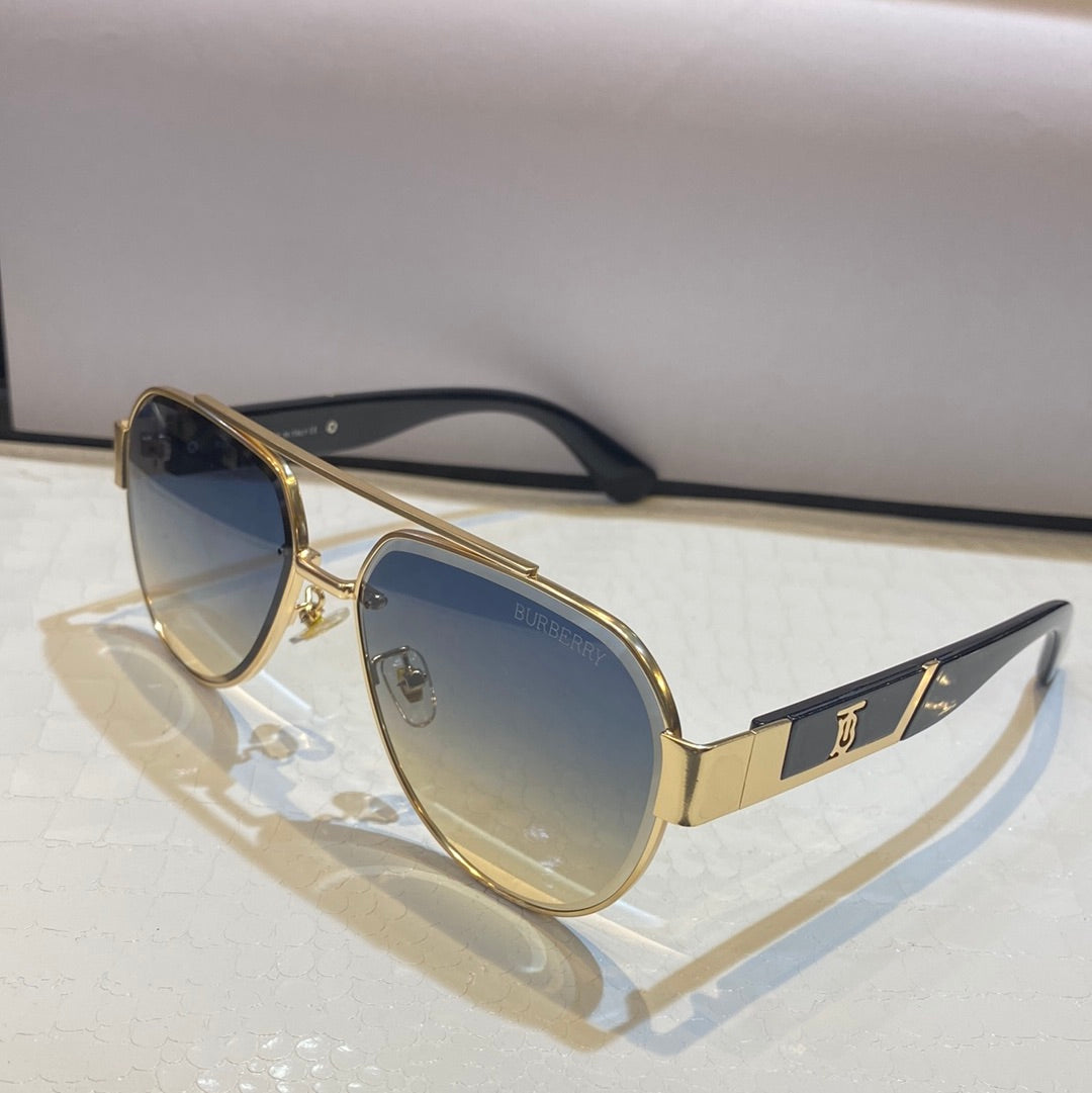 Rub Gold Matte Frame Blue  Brown Shade Unisex Sunglasses 22379 60 14 142