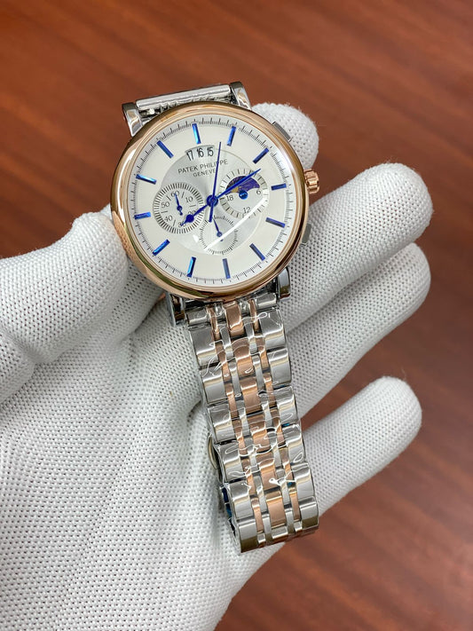 Tap Silver Copper Chain Copper Ring White Silver Dial Men Watch 987785