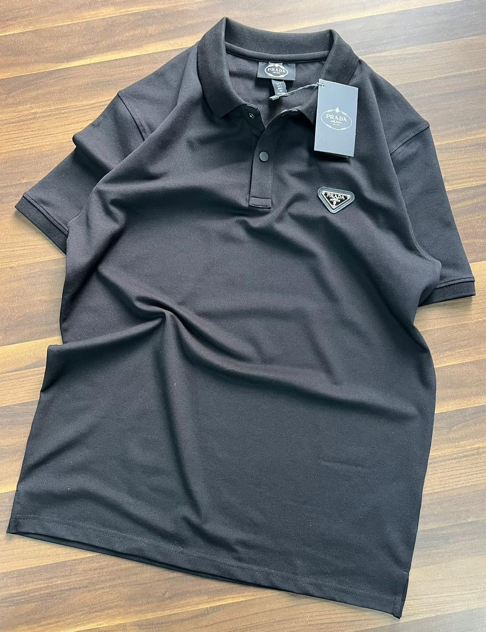 ARP Black Colour With Plain Design Single Logo Premium Quality Collar Tshirt 550115