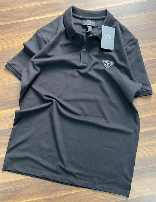 ARP Black Colour With Plain Design Single Logo Premium Quality Collar Tshirt 550115