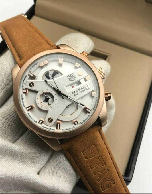 Gat Tan Strap White Dail Man Watch