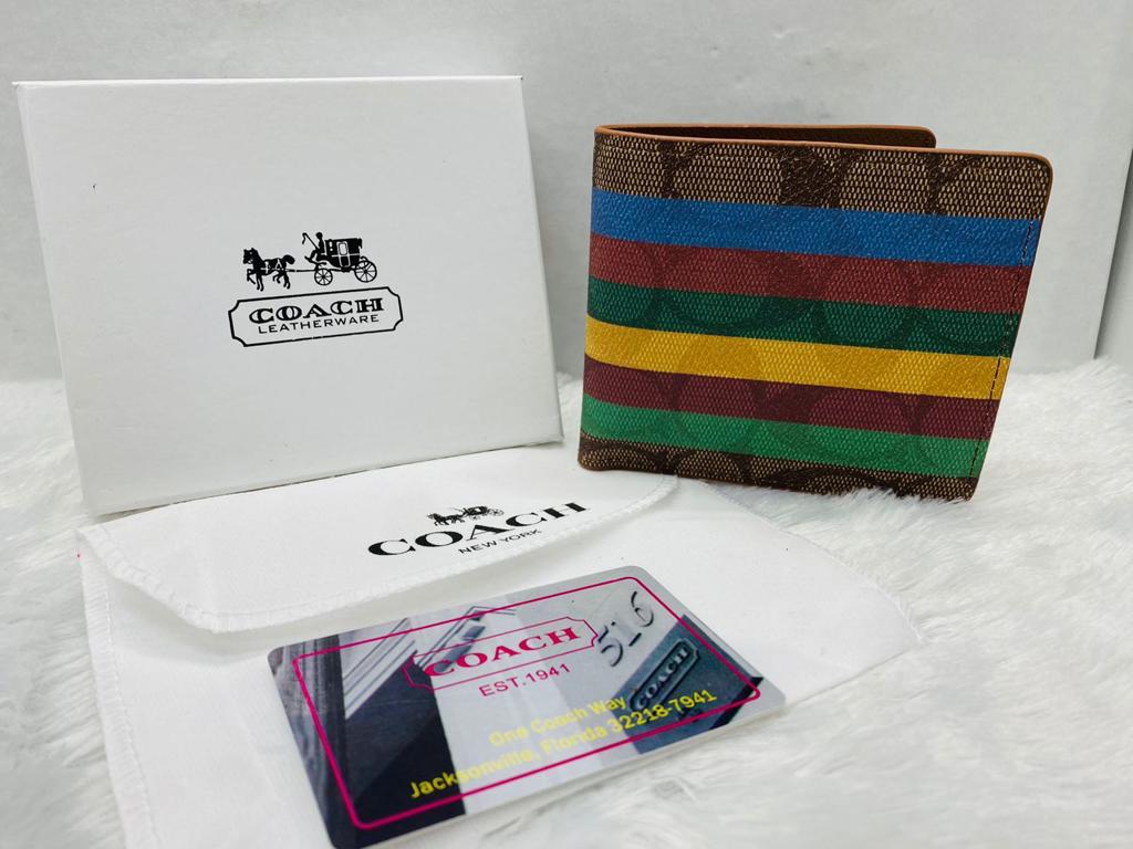 COA AOC Branded Luxury Italian Leather Brown Multy Colour Wallet 82012