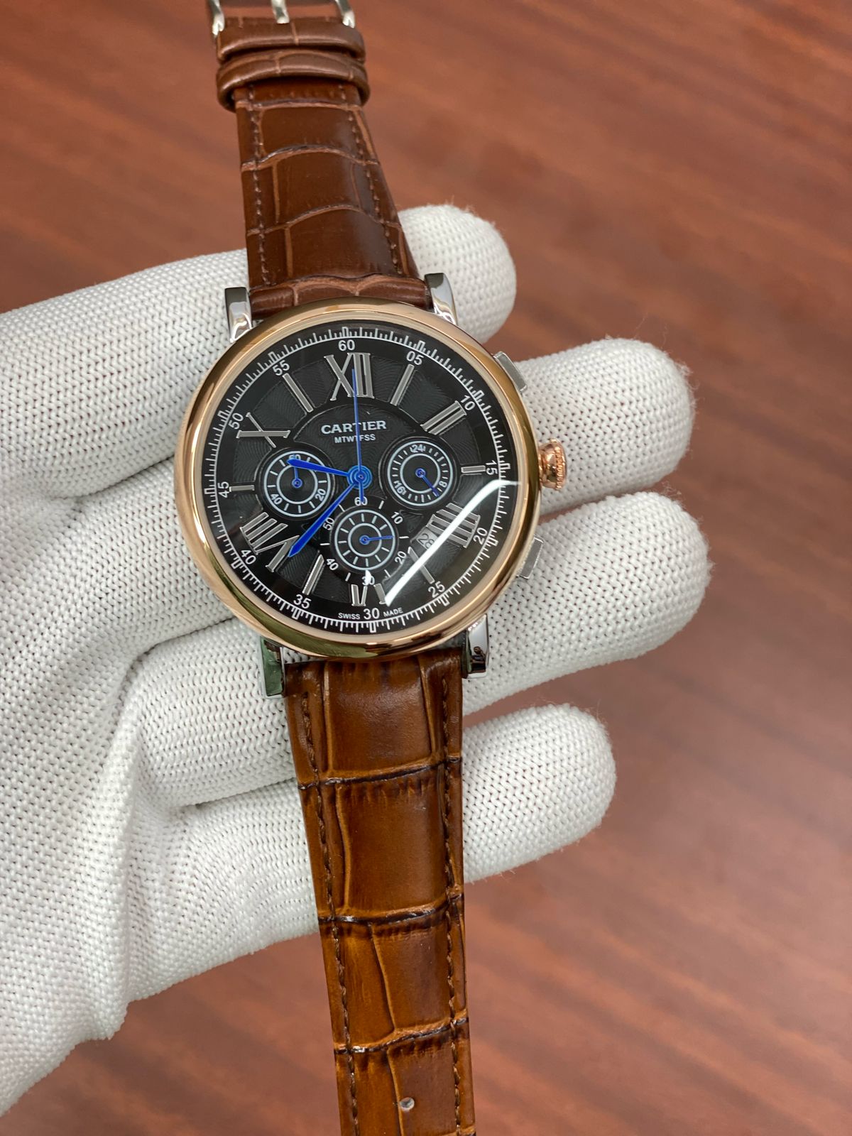 RAC Brown Strap Black Dial Copper Ring Men’s Watch 987754