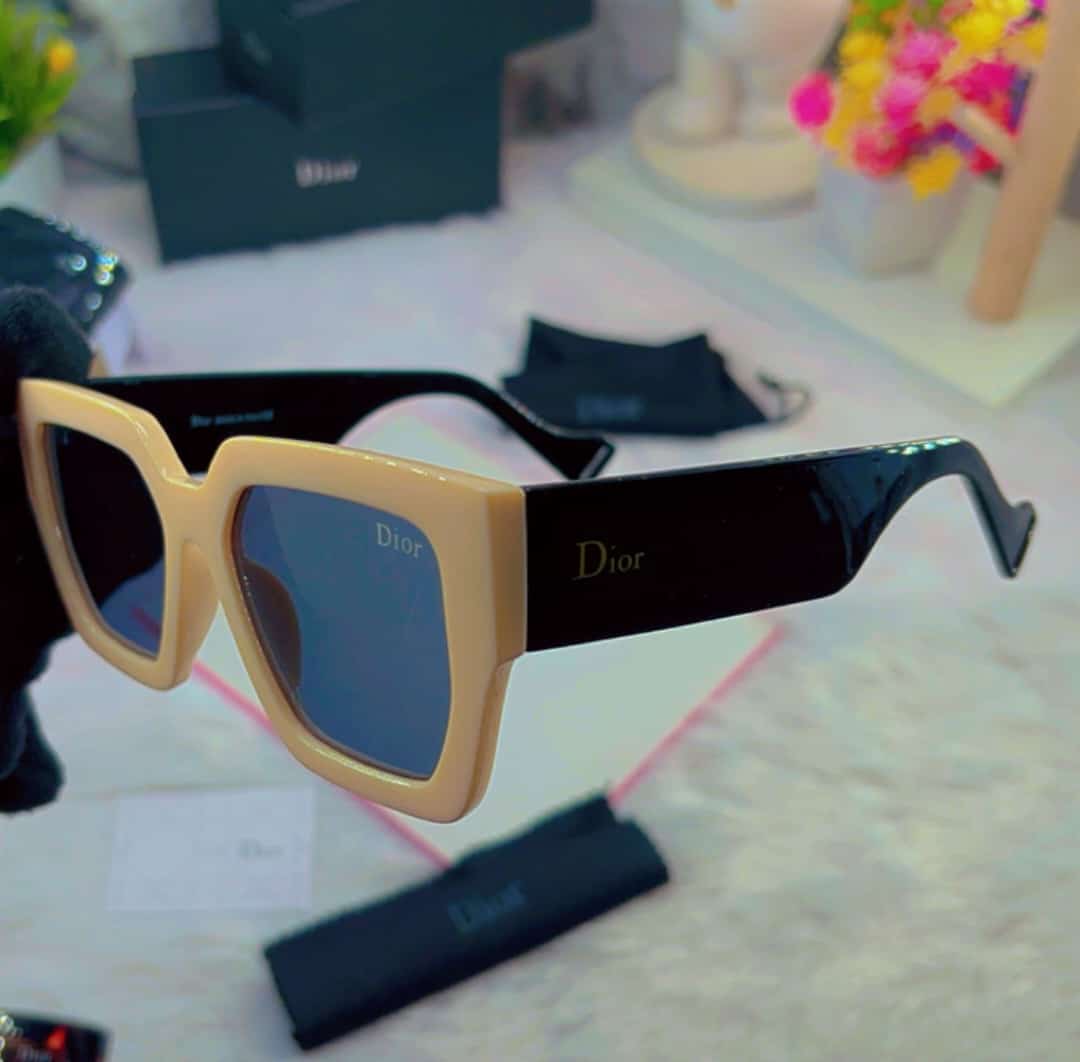 Oid Beige Frame Black Shade Unisex sunglasses