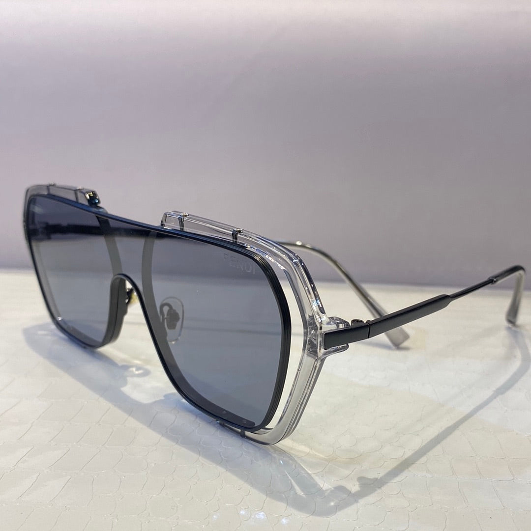 Nef Black Transperent Double ￼Frame Unisex Sunglass Ff0129/S 58 20-145