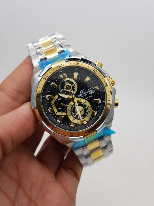 Ida Silver Gold Chain Black Dial Men Watch 901739