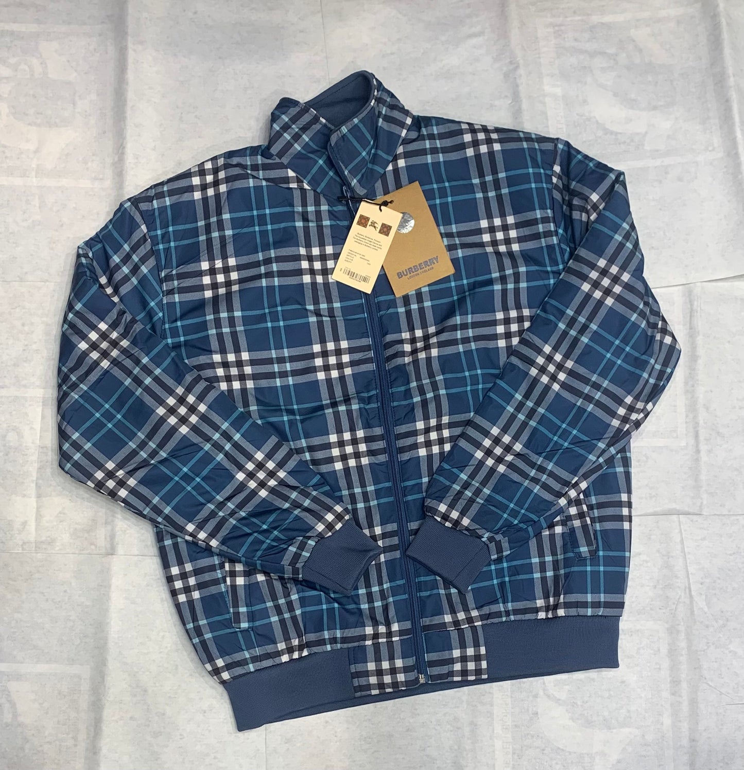 RUB Blue Colour With Rub Check Print Premium Quality Puffer Jacket 93306