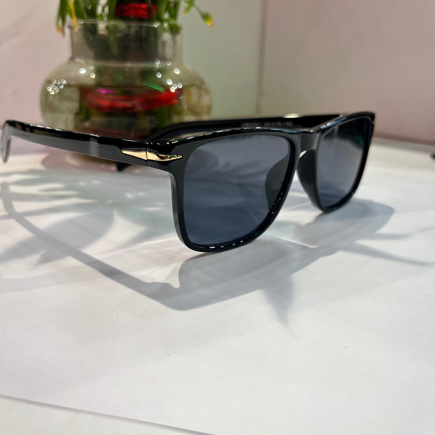 Vad Glossy Black Frame Black Shade Heavy Quality Sunglass UM20015416142 ￼