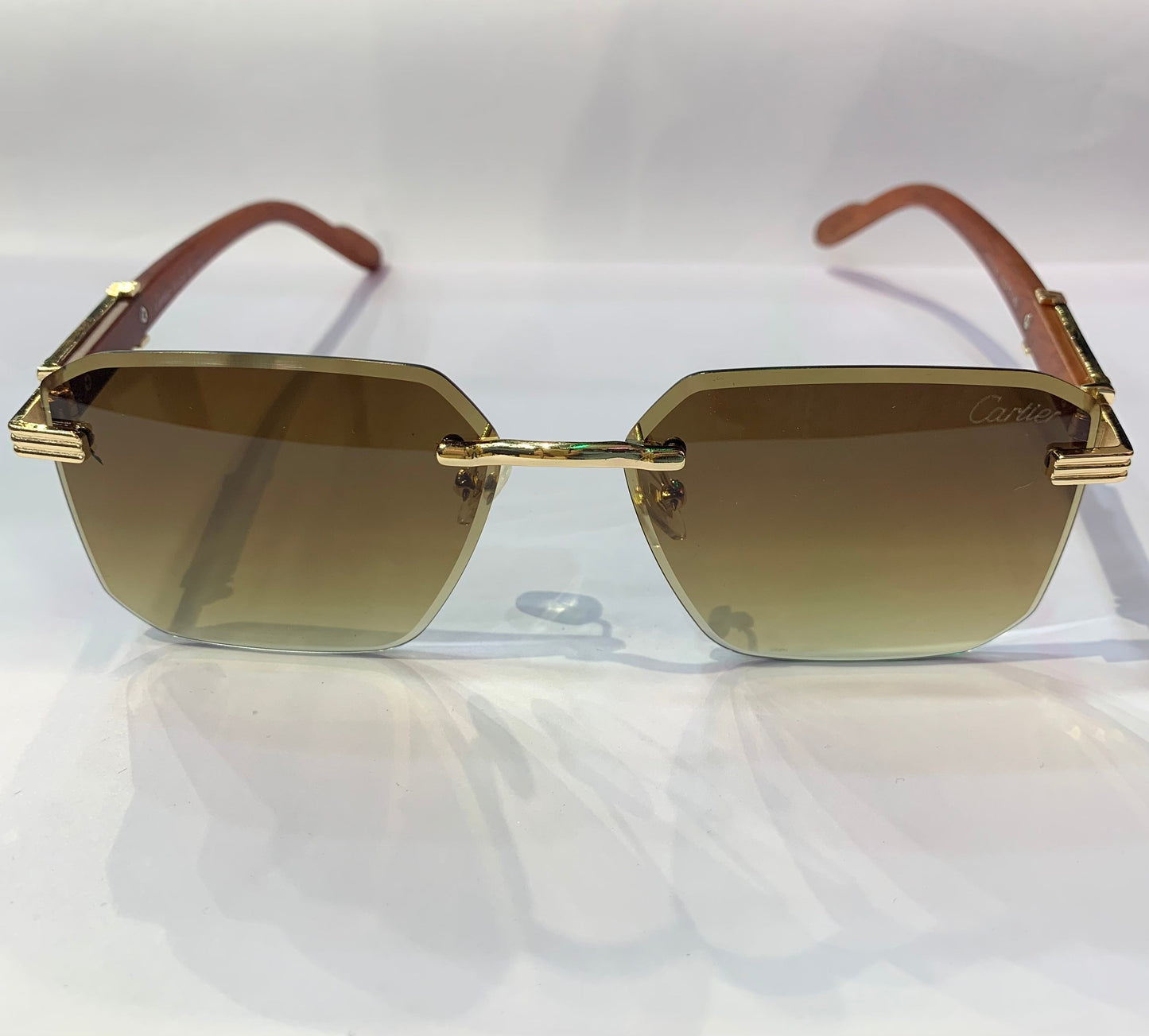RAC Frameless Golden Brown Stick Brown Shade Premium Quality Sunglass OW3101 60 17-140