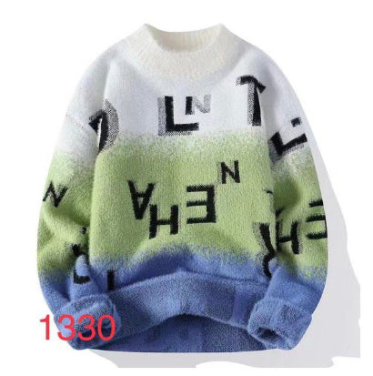 White Green Blue  Colour With Text Print Turtleneck Sweater Unisex Sweater 19356