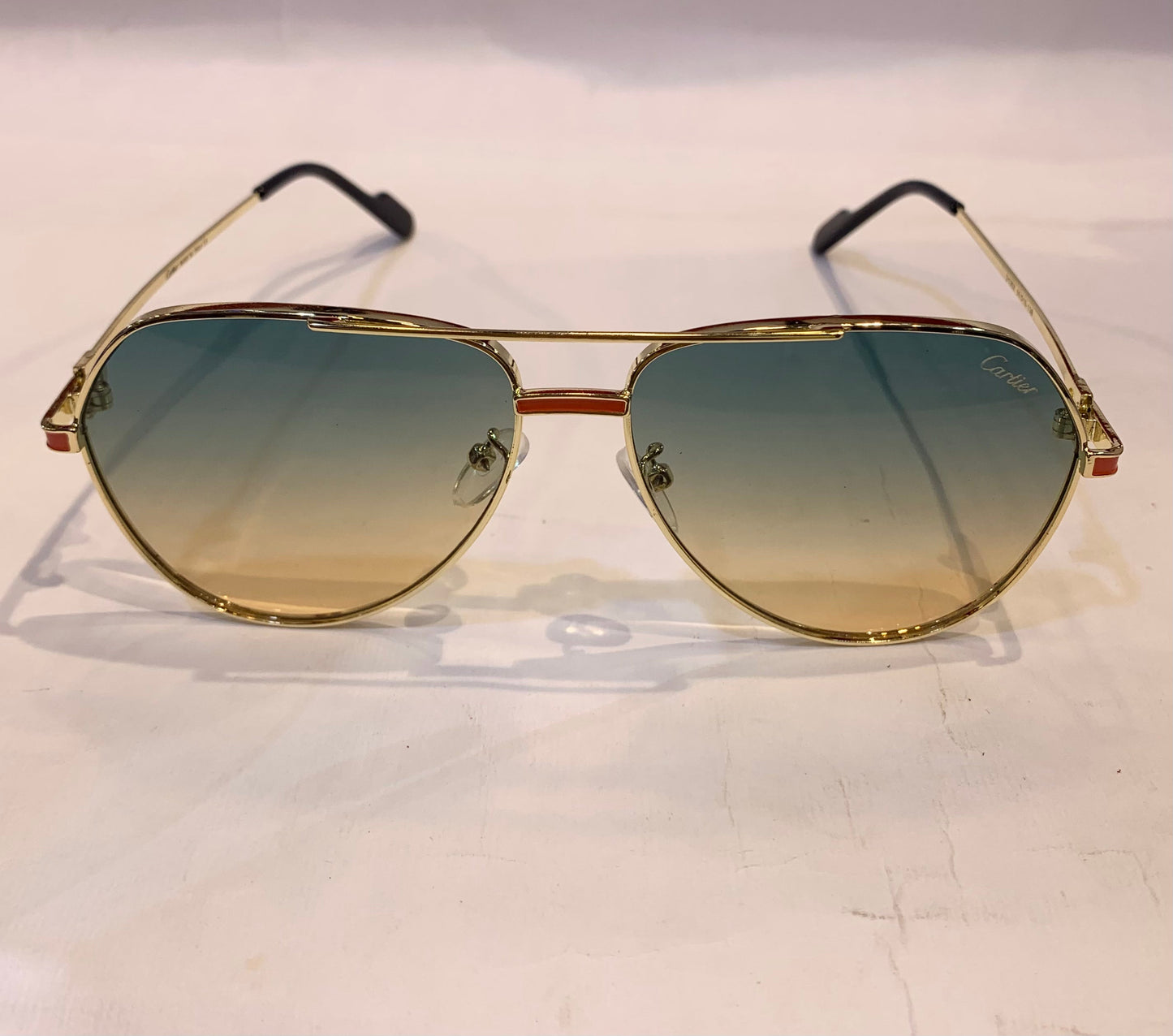 RAC Golden Frame Green Orange Shade Sunglass D1302 55 15-138