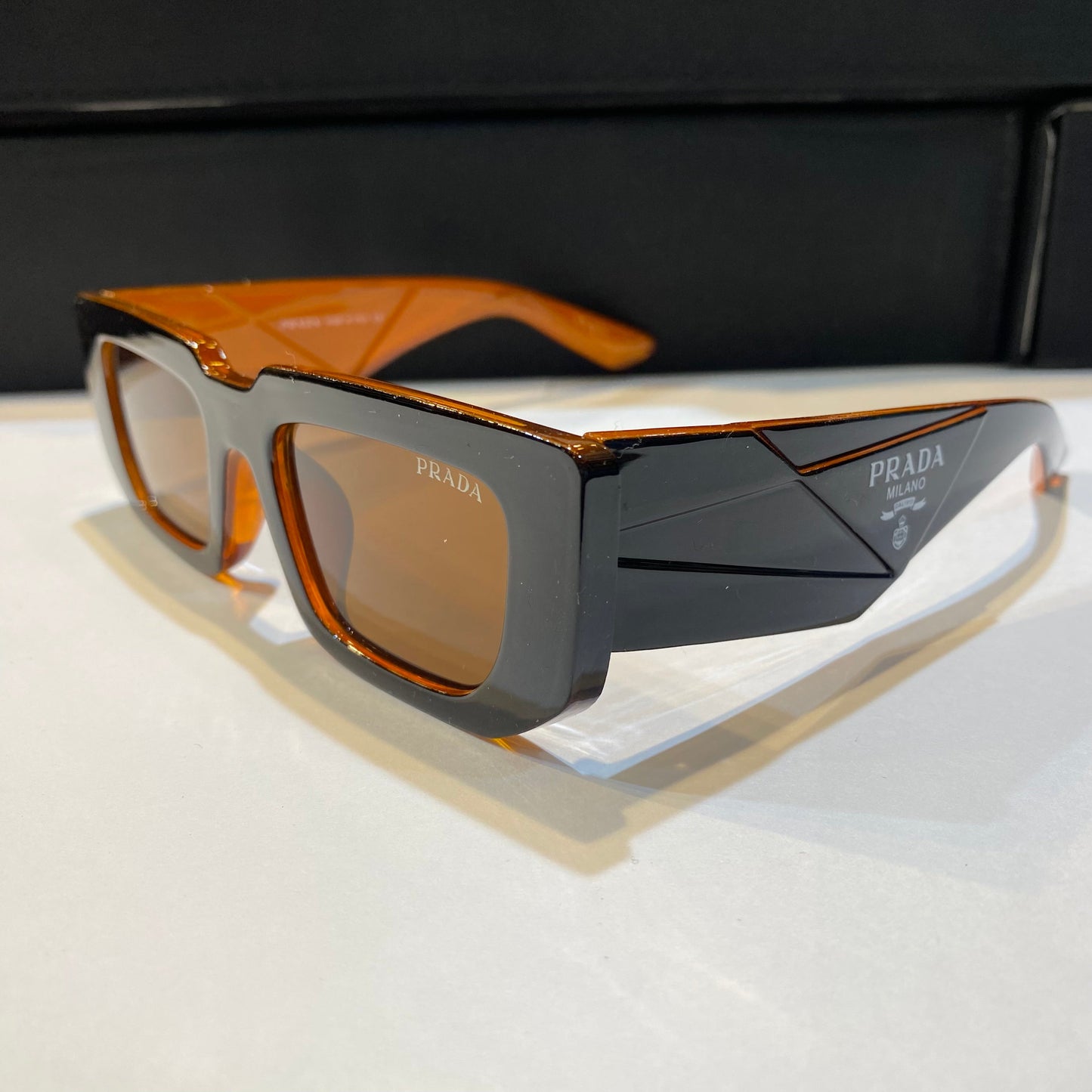 Arp Black Orange Frame Brown Shade Unisex Sunglass 98045 52 17 142