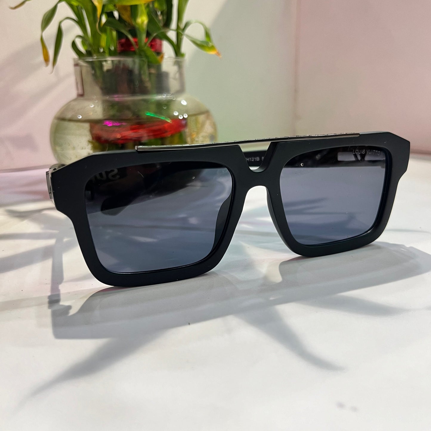 Uol Matte Black Frame Black Shade Heavy Quality Sunglass white YH121B5318145