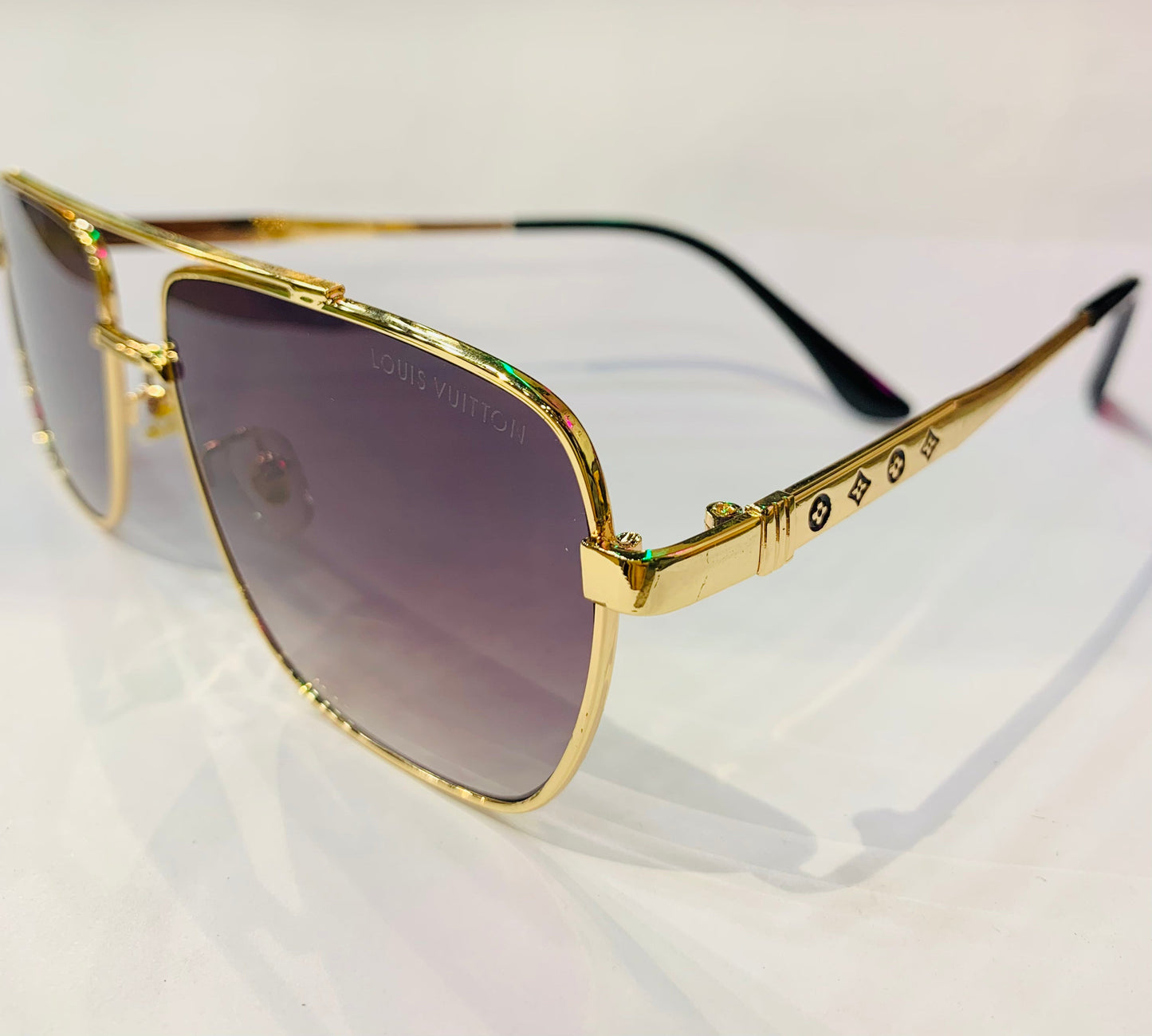 UOL Golden Frame Black Shade Premium Quality Sunglass MY364 58 16-140