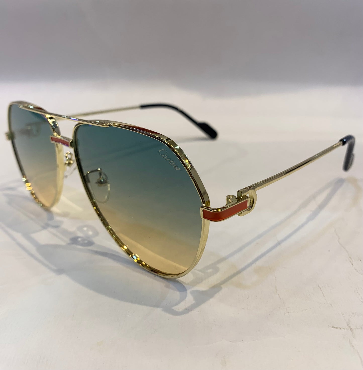 RAC Golden Frame Green Orange Shade Sunglass D1302 55 15-138