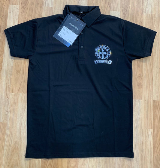 ORC Black Colour With Front Small Diamond Logo Premium Quality Imported Collar Tshirt 99803