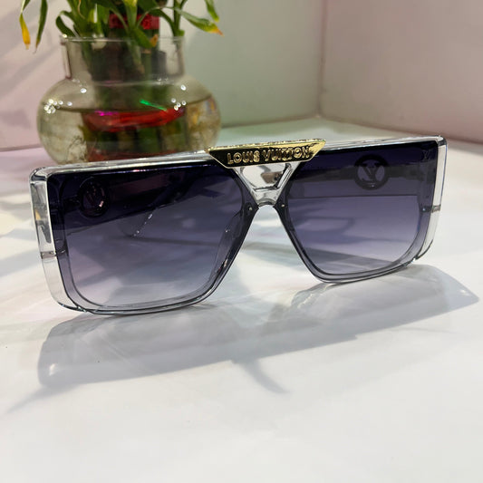 Uol Silver Transparent Frame Black Shade Heavy Quality Sunglass 211045422137 ￼