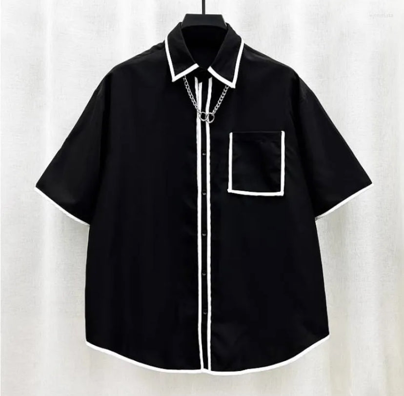 Black colour With White Line Premium Quality Oversized Half Sleeve 63663