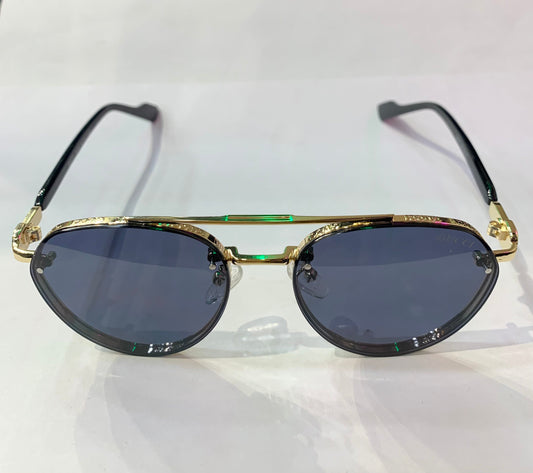 CUG Golden Black Frame Black Shade Premium Quality Sunglass 2A797 56 16-141