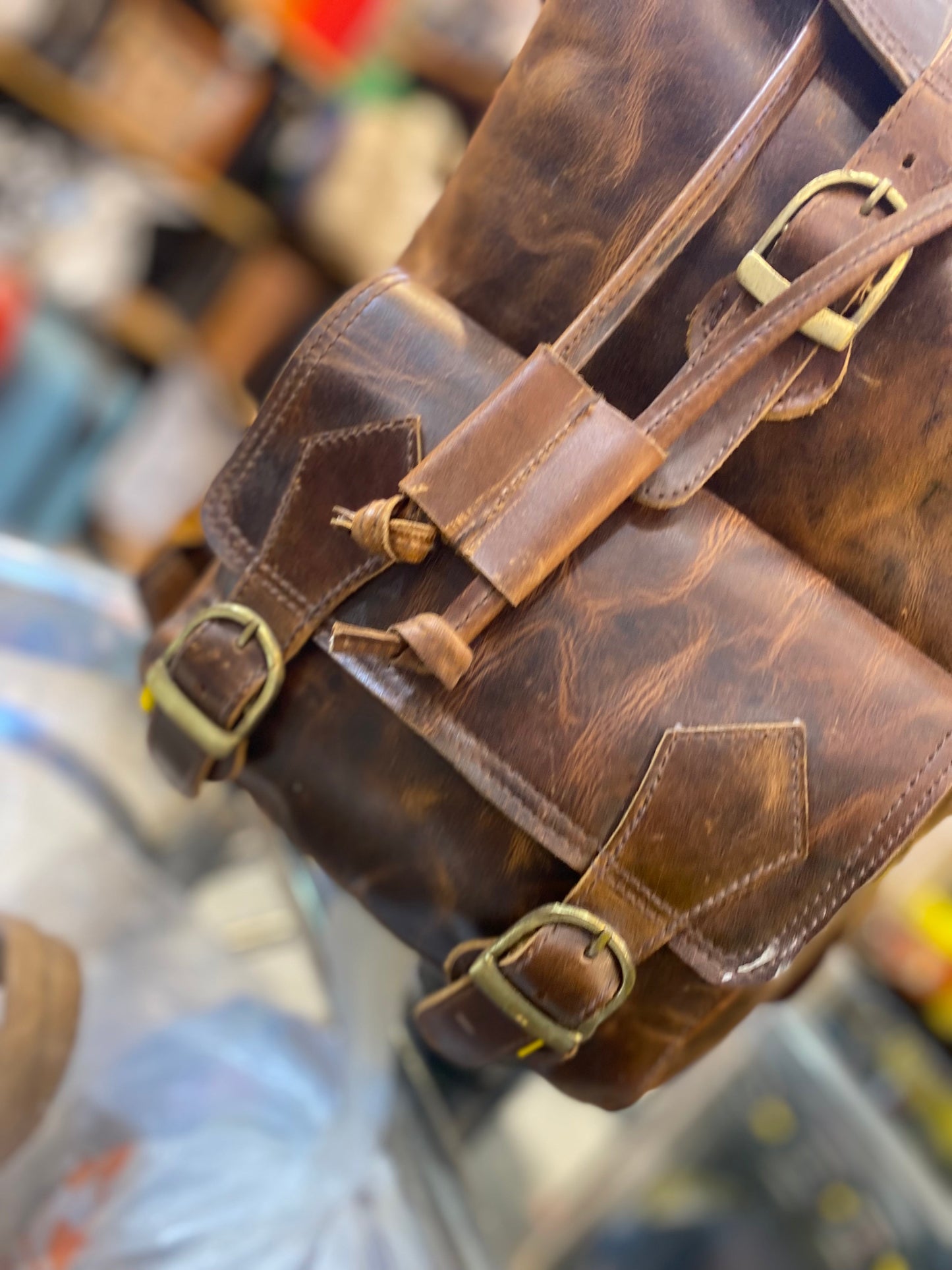 Brown Colour With Plain Design Genuine Leather Premium Quality Backpack 44404