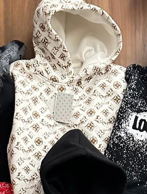 VL UOL White Colour With VL Monogram Print Premium Quality Hoddie 55570