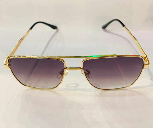 UOL Golden Frame Black Shade Premium Quality Sunglass MY364 58 16-140