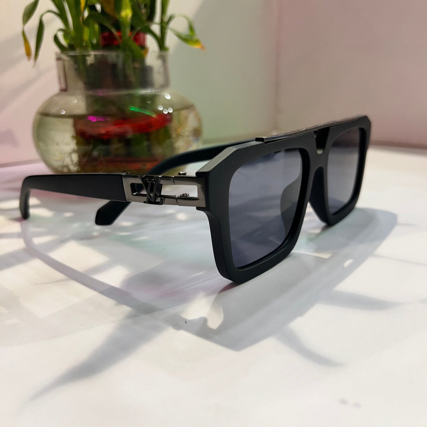 Uol Matte Black Frame Black Shade Heavy Quality Sunglass white YH121B5318145