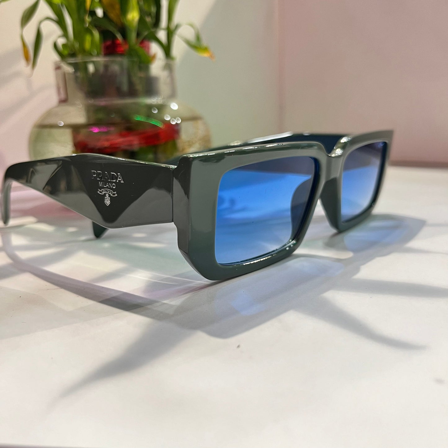 Arp Green Frame Blue Shade Heavy Quality Sunglass white 86785620145