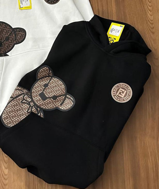 NEF Black Colour With Front Teddy Print Cotton Fabric Premium Quality Hoodie 22051000195