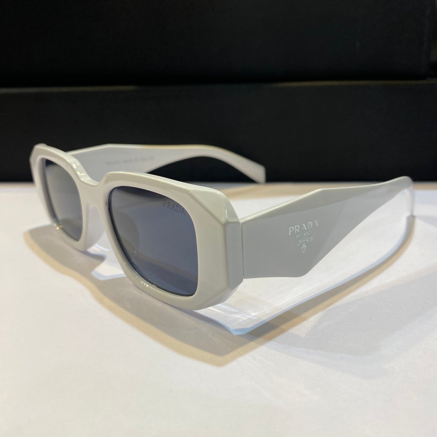 Arp White Frame Black Shade Unisex Sunglass 8251 52 18 141