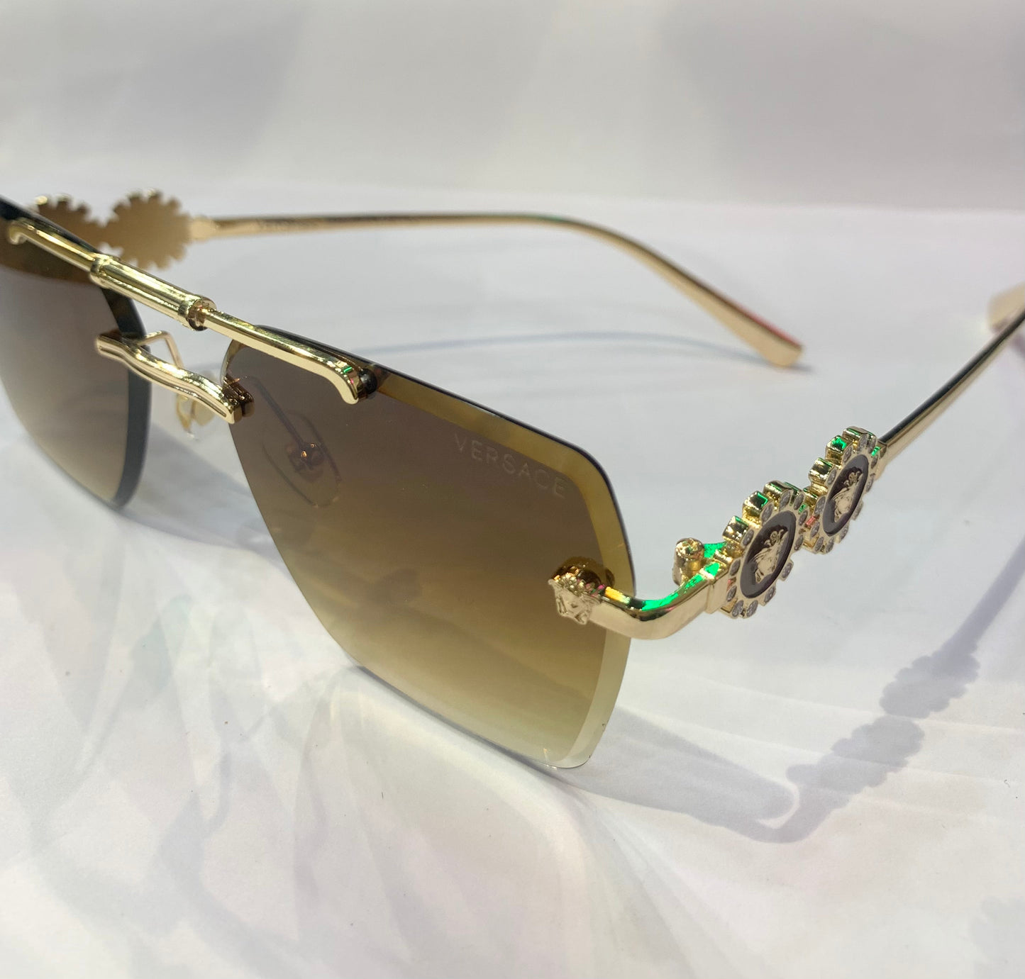 REV Frameless Golden Stick Brown Shade Premium Quality Sunglasses 3095 60 15-141