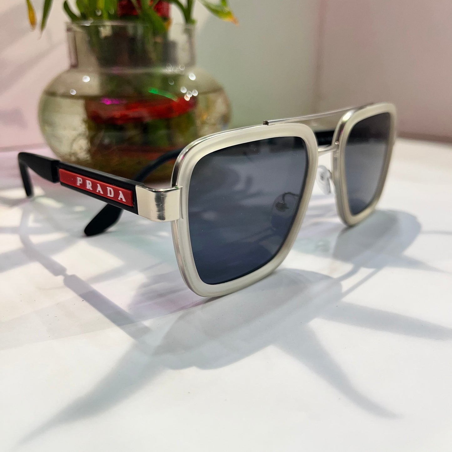 Arp Silver Frame Black Shade Heavy Quality Sunglass 880795216142