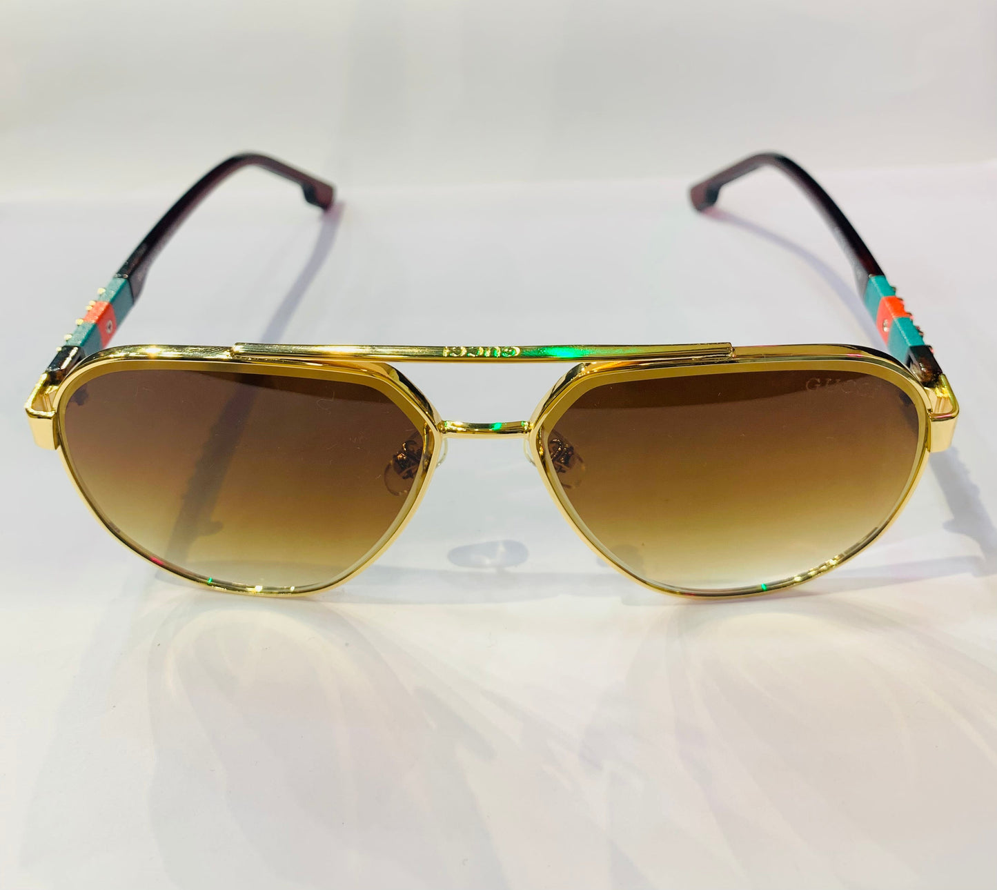 CUG Golden Frame Brown Stick Brown Shade Premium Quality Sunglasses GG1234 61 13 142