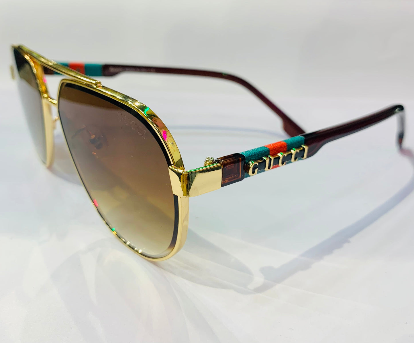 CUG Golden Frame Brown Stick Brown Shade Premium Quality Sunglasses GG1234 61 13 142