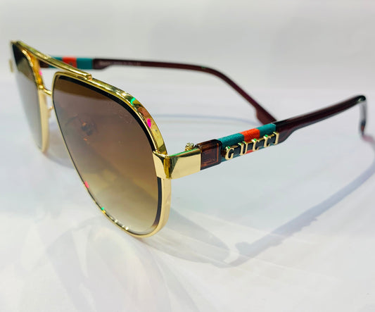 CUG Golden Frame Brown Stick Brown Shade Premium Quality Sunglasses GG1234 61 13 142