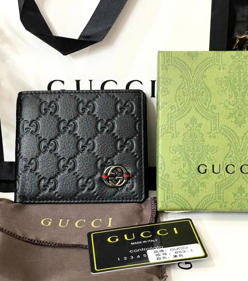 Cug Guc Black Colour Luxury Italian Leather Men’s Wallet 86318