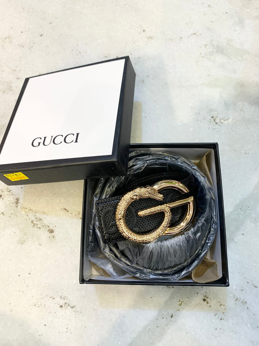 CUG Black Colour Belt Black Gold Buckle 987910