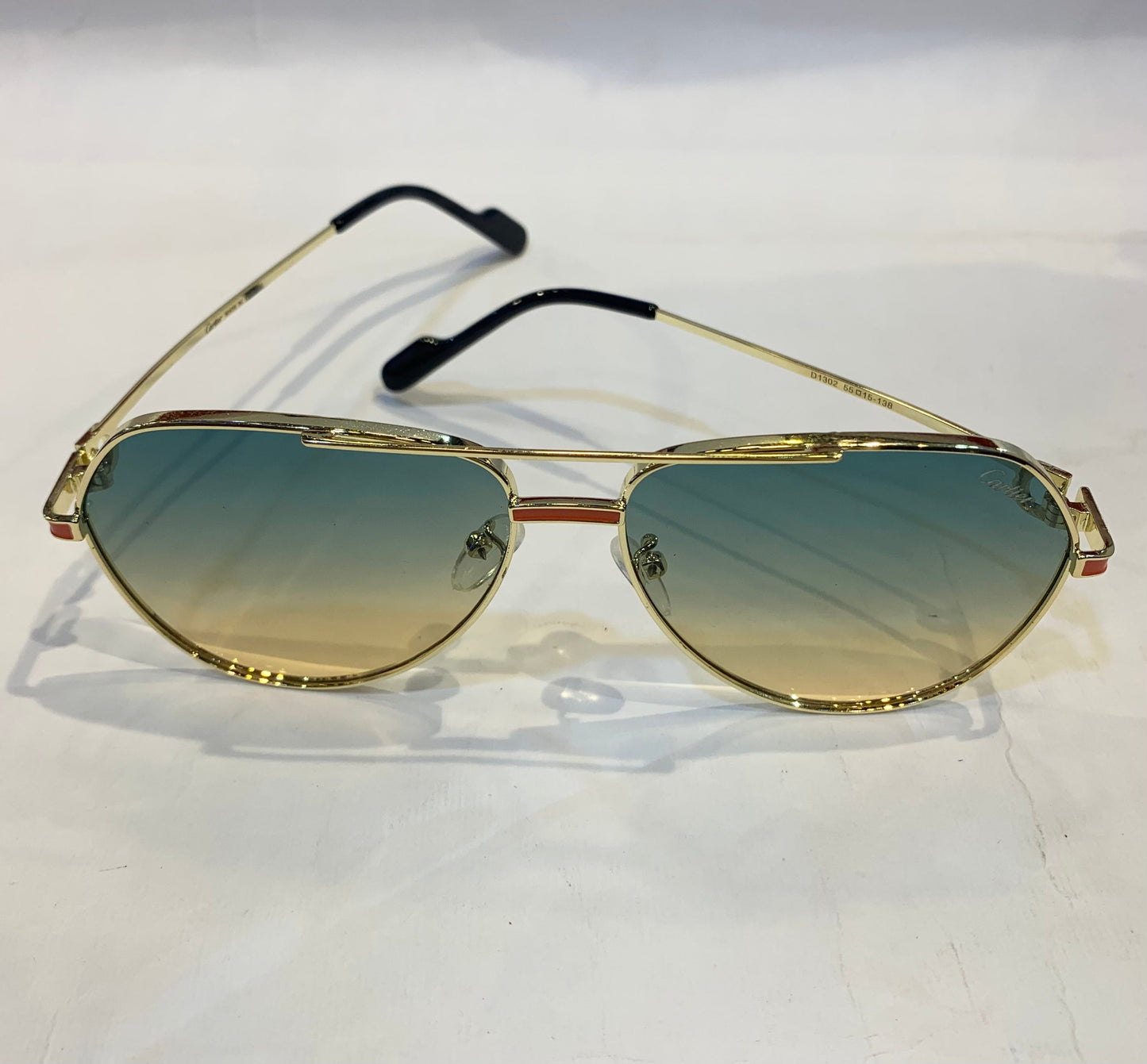 RAC Golden Frame Green Orange Shade Sunglass D1302 55 15-138