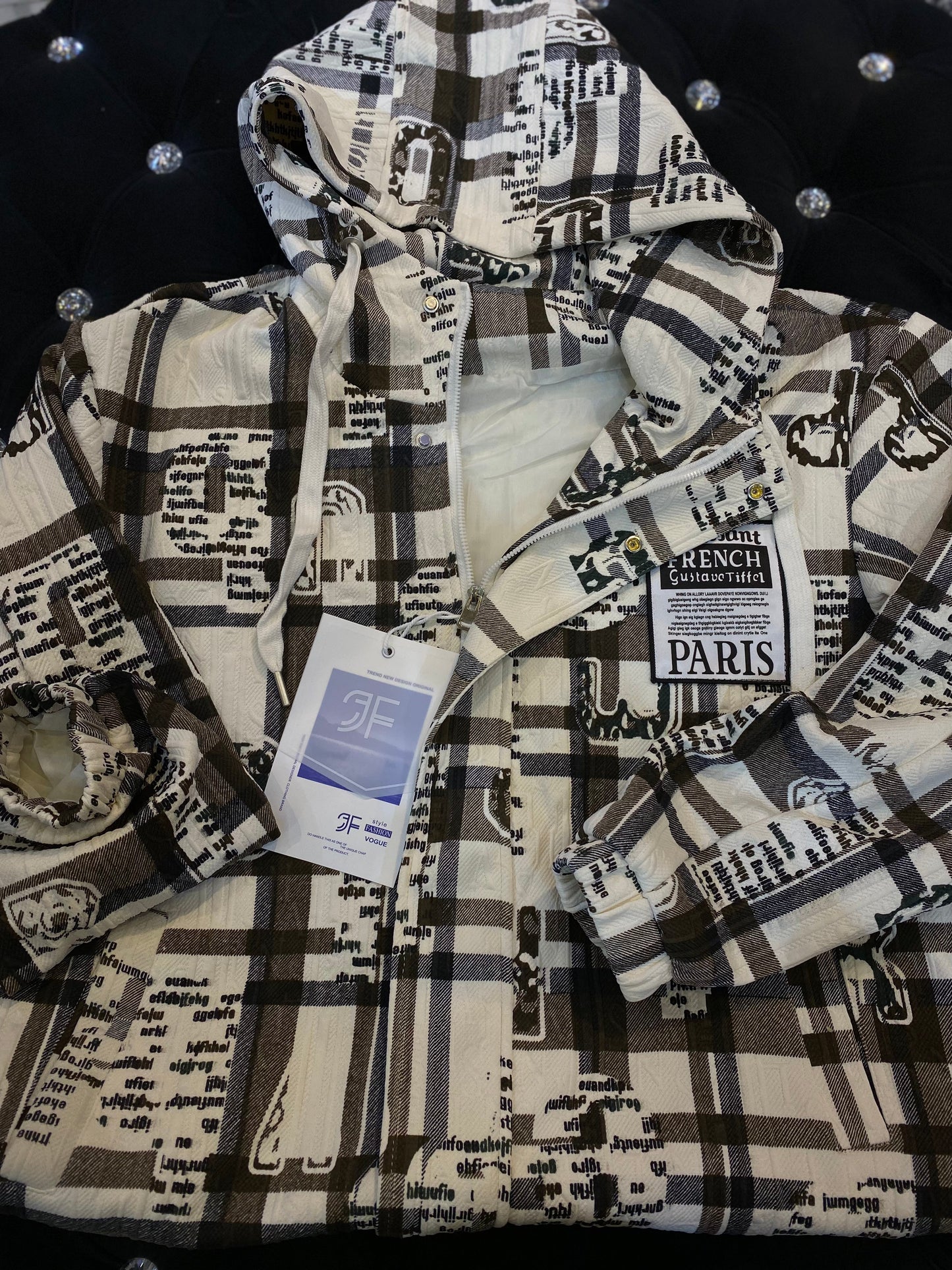 JF Off White Brown Colour Printed Full Sleeve Jacket 8327