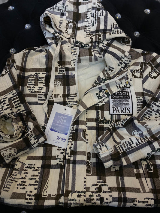 JF Off White Brown Colour Printed Full Sleeve Jacket 8327
