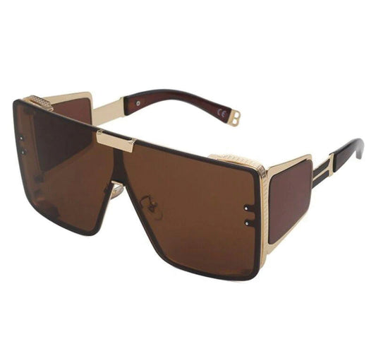 RUB Golden Frame Brown Shade Unisex Sunglass 50662 56 18-140