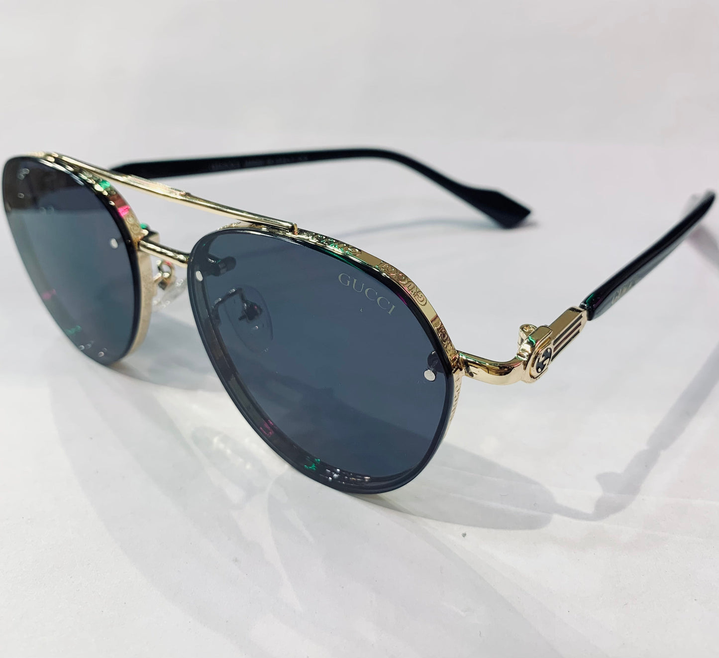 CUG Golden Black Frame Black Shade Premium Quality Sunglass 2A797 56 16-141