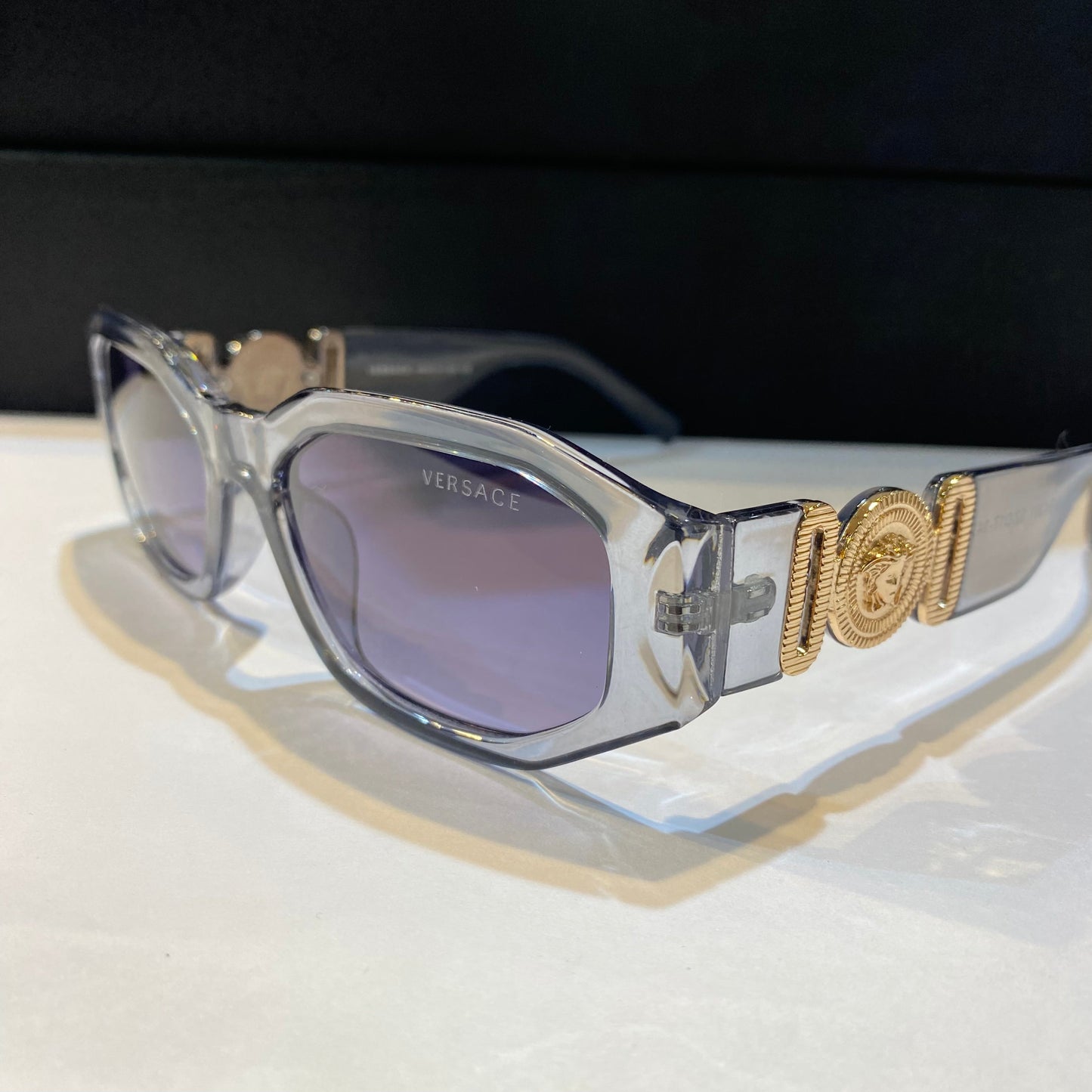 REV VER Transparent Frame Black Shade Unisex Sunglass VE4361 ￼52 17 142