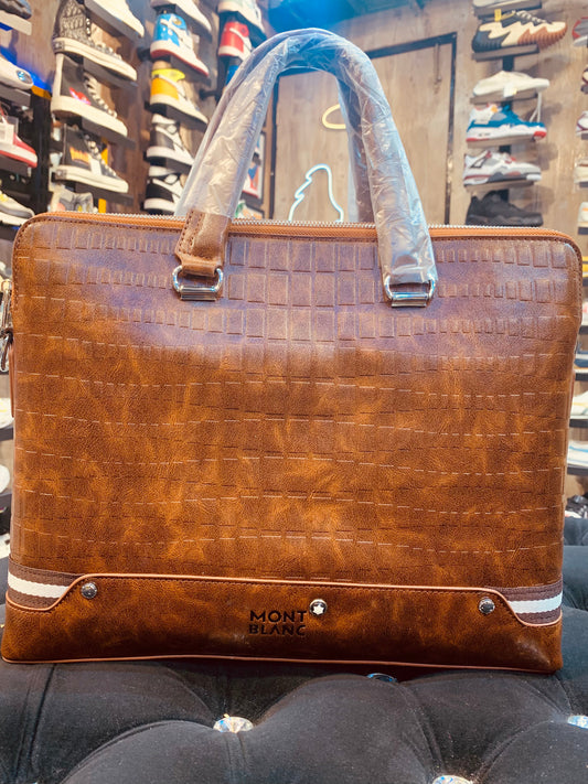 NOM MON Tan Colour With Multiple Zipper Laptop Bag 10381