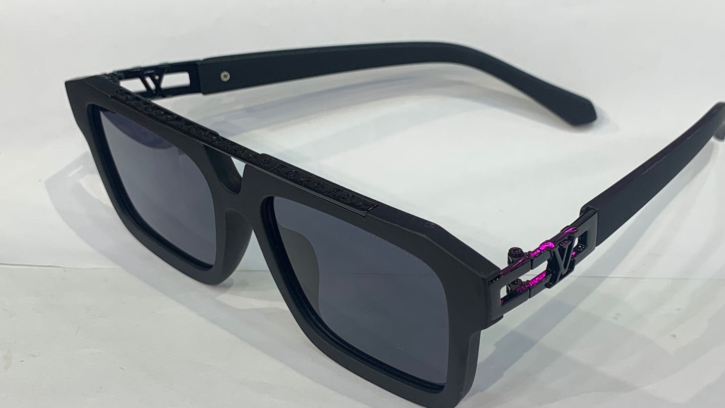 UOL LOU Matte Black Frame Black Shade Unisex Sunglass YH121B 54 17 140