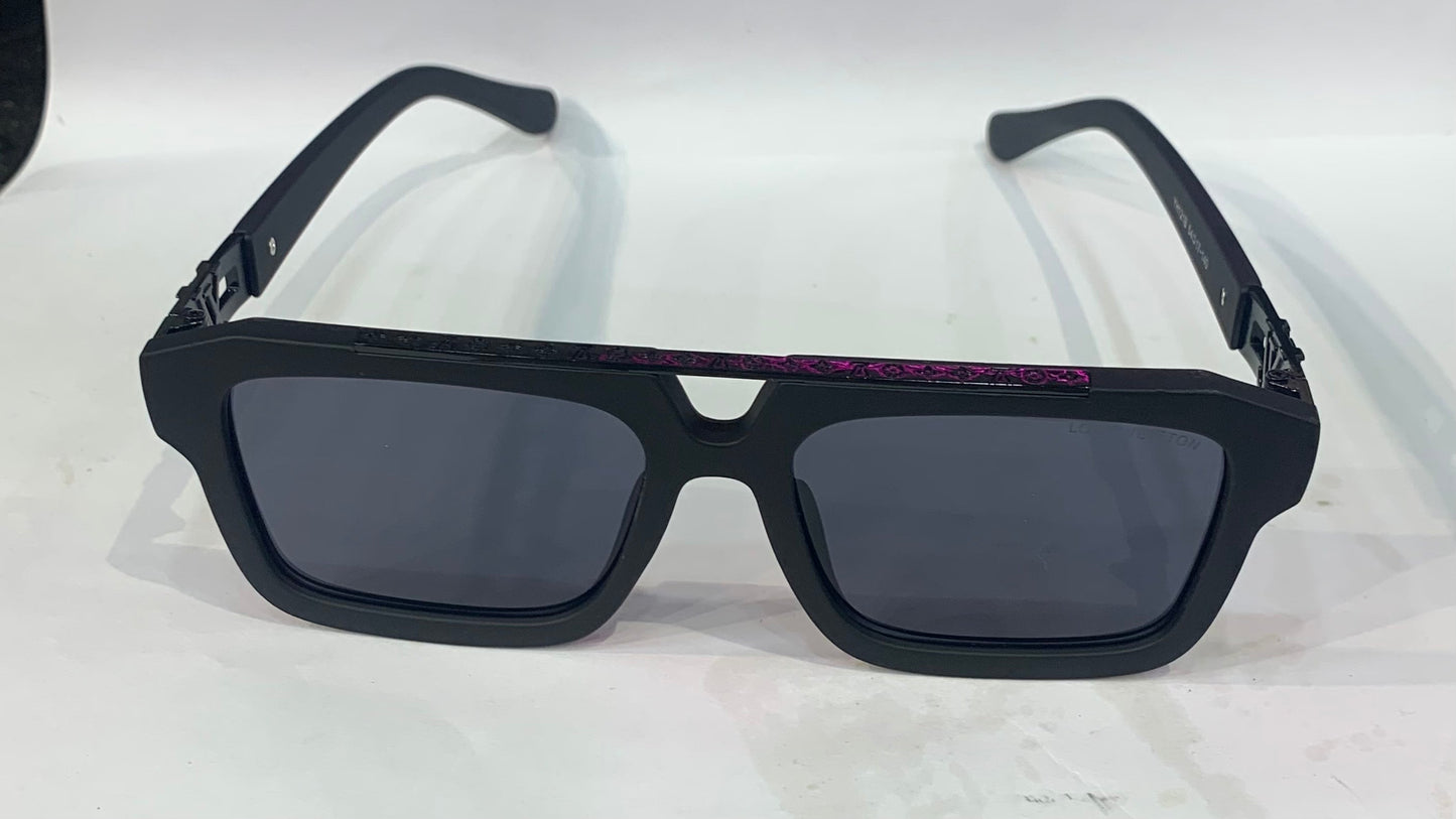 UOL LOU Matte Black Frame Black Shade Unisex Sunglass YH121B 54 17 140