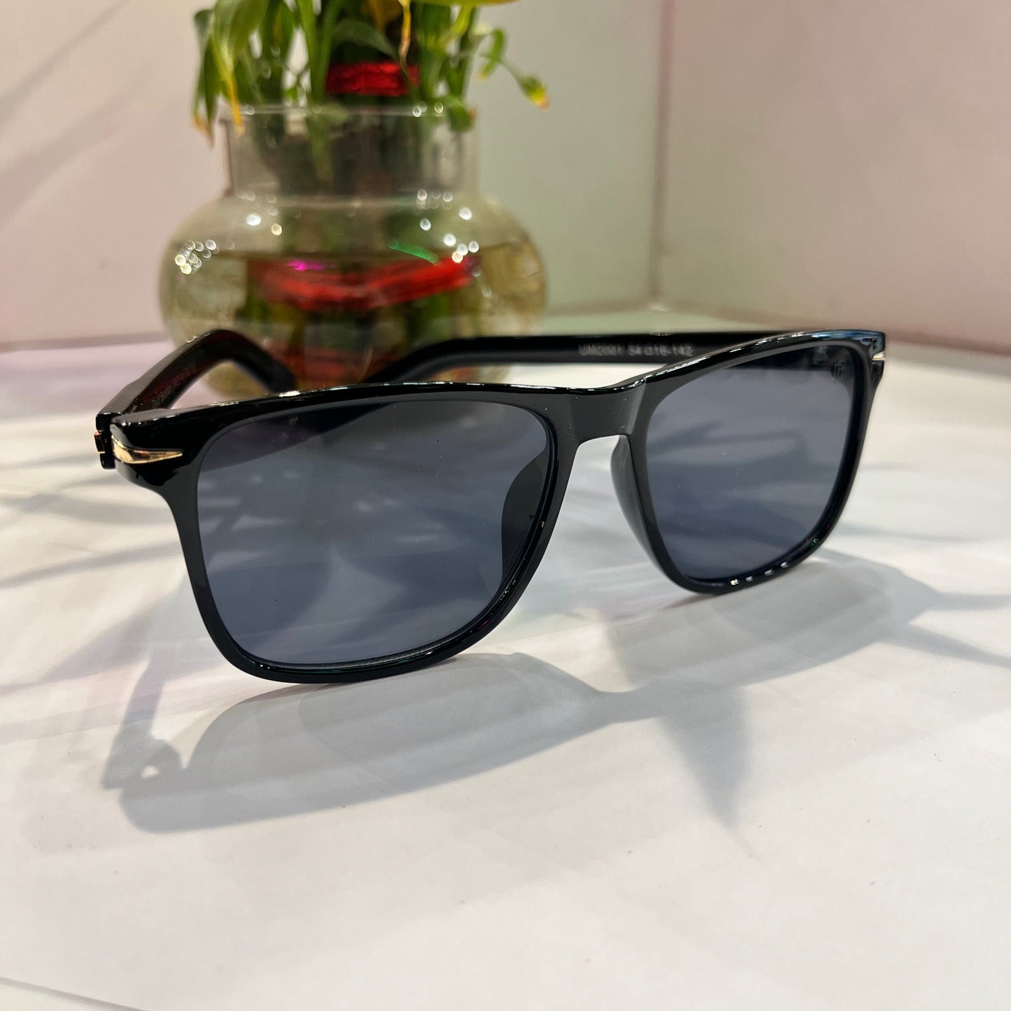 Vad Glossy Black Frame Black Shade Heavy Quality Sunglass UM20015416142 ￼