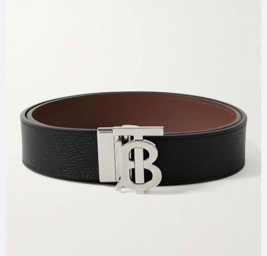 RUB Golden Silver Buckle Black Leather Ladies Belt 87458