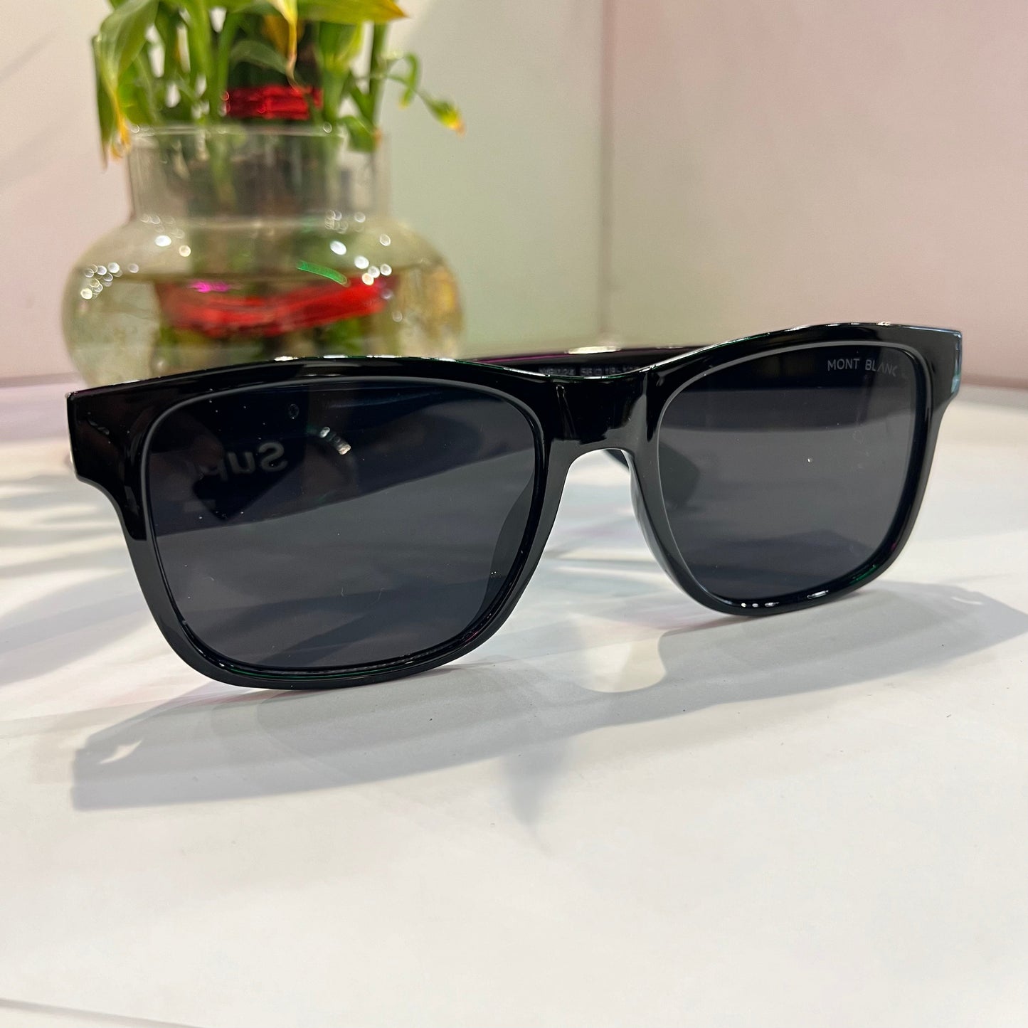 Nom Glossy Black Frame Black Shade Heavy Quality Sunglass MB0245618138 ￼