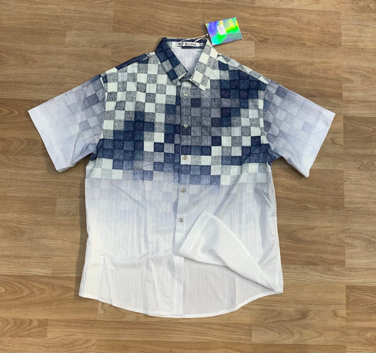 NF STUDIOS White Blue  Colour With Check Print Premium Quality Shirt 9306